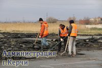 Новости » Спорт: В Керчи начали строительство футбольного поля с искусственным покрытием