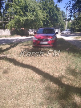 Здесь удобнее: водитель припарковался на зеленой зоне в Керчи