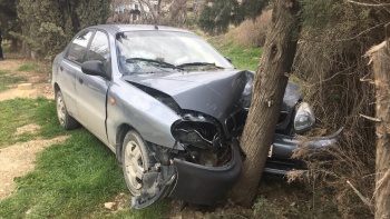Водитель с тремя детьми в авто врезался в дерево в Крыму