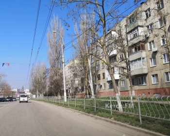 Над дорогой на ул.Еременко в Керчи свисает сломанная ветка