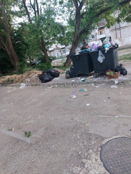Керчане жалуются на переполненные мусорные контейнеры у домов в жару