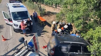 Водителя зажало в «Приоре» после столкновения с деревом в Крыму
